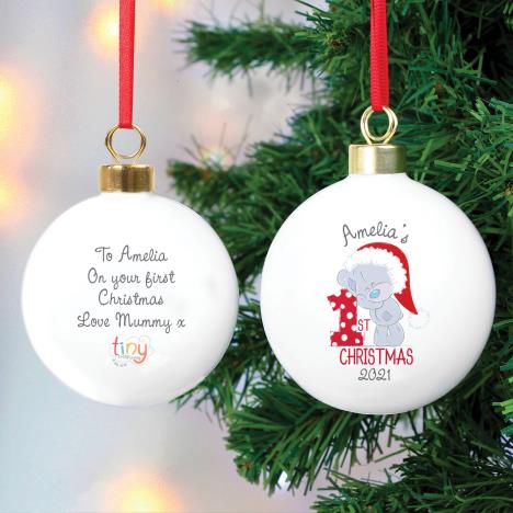 Personalised Tiny Tatty Teddy My 1st Christmas Bauble Extra Image 1